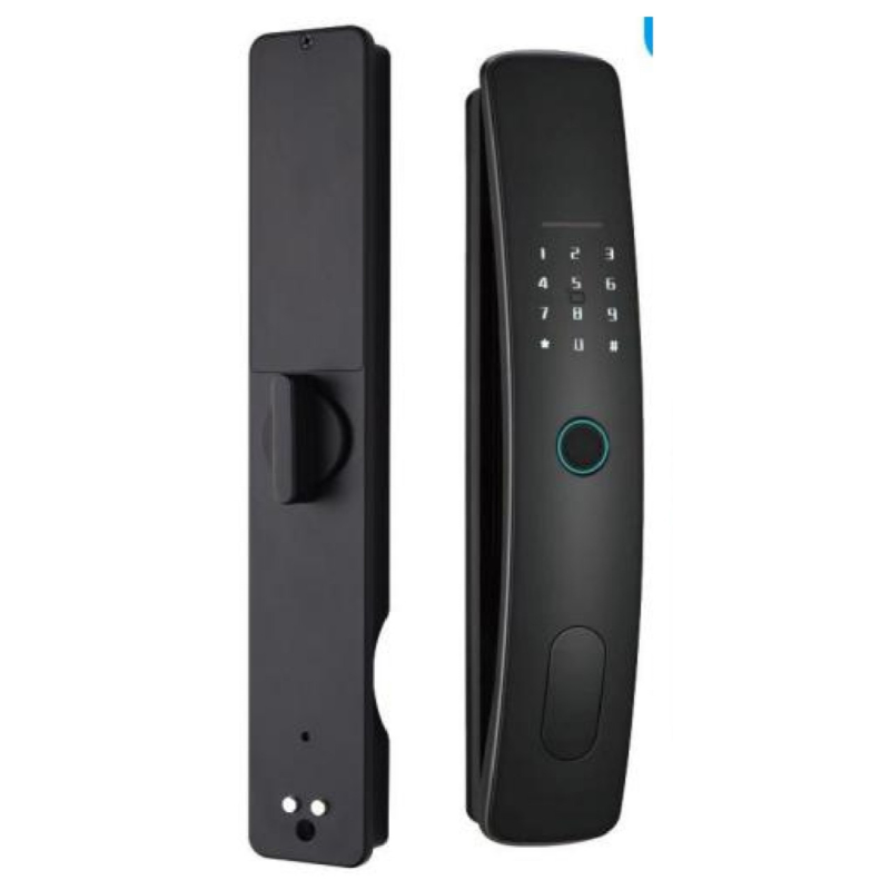 Замок смарт електронний на вхідні двері із механізмом XX85 з моторним обертом ручка та мех.ключем на циліндр