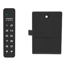 Замок меблевий електронний F023 з чорним алюмінієвим лицевим корпусом з доступом по сенсорній клавіатурі