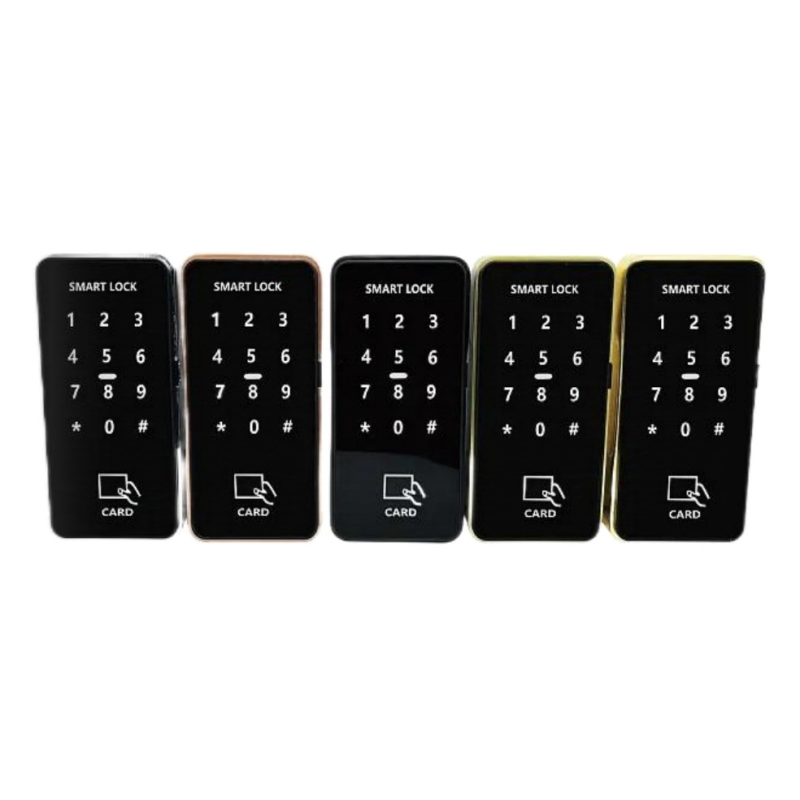 Замок електронний меблевий накладний з доступом через картку або код з моторним висувним  ригелем=защыпкою