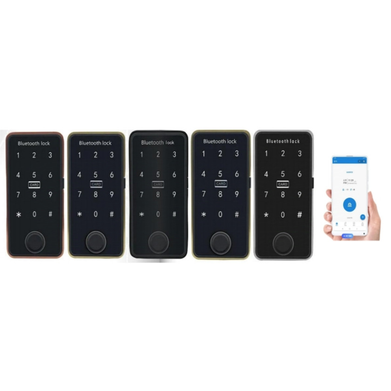 Замок електронний меблевий накладний із доступом  за карткою/кодом/відбитком пальця/смартфоном з моторним ригелем