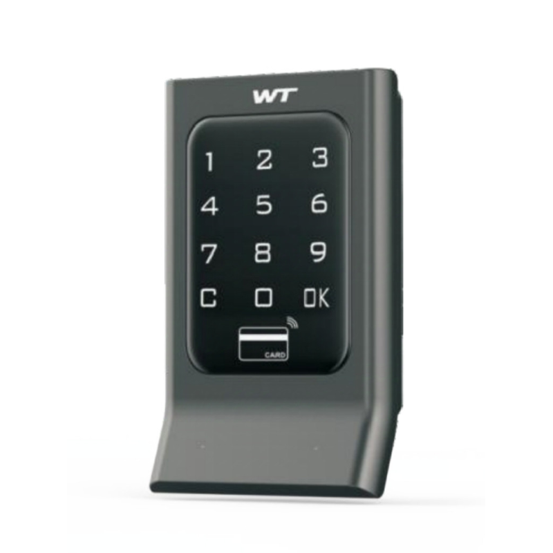 Замок електронний меблевий з комбінованим доступом: картка та/або код M-1701-B із вбудованою ручкою з моторною защіпкою в окремому